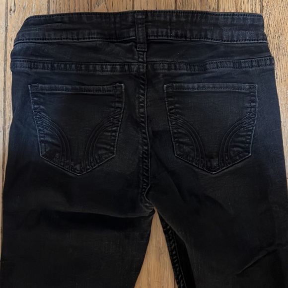 Hollister Destructed Super Skinny Black Stretch Jeans Jeggings 5R - Picture 7 of 13